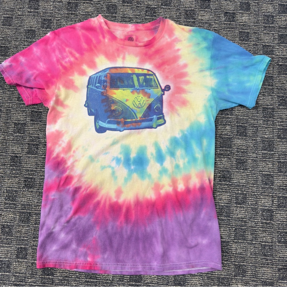 Official Volkswagen Tie-Dye T Shirt with Vw Van Design Sz‎ Medium